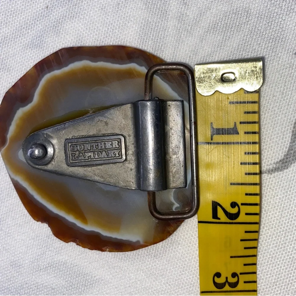 Vintage Agate slice Belt Buckle by Gunther Lapidary Western Cowboy Rodeo‎